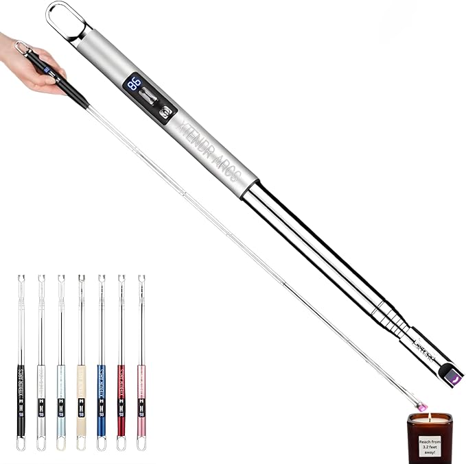 V3 Extendable 3.2 Feet LED Arc Extra Long Flameless Fireplace Stove Electric Candle Lighter for Pilot Light, Grilling, Firepit, Kitchen, BBQ (Silver)
