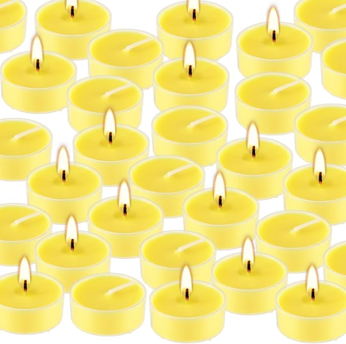3.5-Hour 100 Pack Citronella Tealight Candles, Outdoor and Indoor Summer Scented Candle,Natural Soy Wax Candle for Home Patio Garden Yard Balcony,BBQ Birthday Emergency