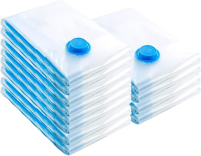 12Pcs 16x24 Inch Vacuum Storage Bags, Airtight Space-Saving Vacuum Seal Bags Portable Reusable Sealer for Home Travel Moving Supplies