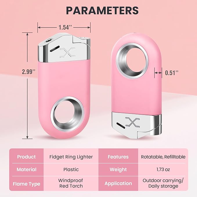 Cool Torch Lighter, Creative Fidget Lighter, Jet Flame Keychain Lighters Refillable Butane Torch for Candle BBQ, EDC Pocket Lighters, Unique Gifts for Men Women (Pink)