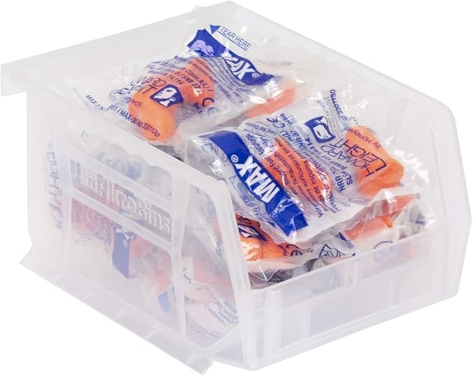 Akro-Mils 30210 AkroBins Plastic Storage Bins, Space-Saving Stackable Bins for Garage, Pantry, Craft Organization, 5" x 4" x 3", Clear, 24-Pack