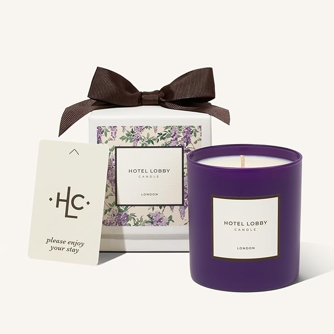 Hotel Lobby London Candle – Luxury Hand-Poured 9.75oz Soy Wax with Earl Grey Tea, Vanilla Milk, Lavender, and Honey – Infused with Essential Oils, 65-Hour Burn Time, Reusable Vessel, Clean Burn