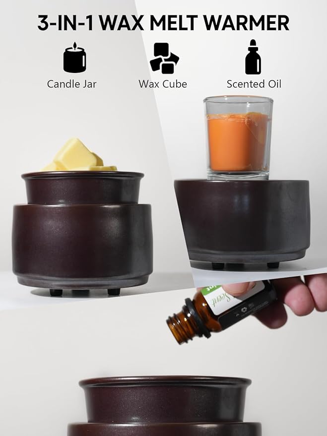 Ceramic Electric Wax Melt Warmer & Cube Oil Melter Cute Small Warmers Aromatherapy for Home Decorative Burner Melts Scented Candle Tart Scent Warm Fragrance (Bronze Color)