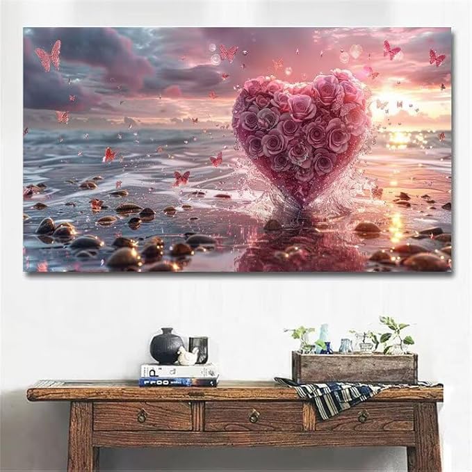Paint by Numbers Kit for Adults Flower Painting by Numbers Sea DIY Kits for Adults Canvas Oil Painting Crafts, Hobbies for Women Beginner for Home Wall Decor Art, Gifts Without Frame 16x32 Inch 6-4861