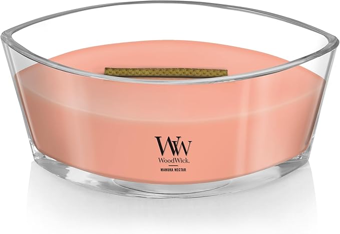 WoodWick Manuka Nectar Scented Ellipse Candle, Crackles as it Burns, Up to 50 hrs Burn time, Great for Gifting, 16oz