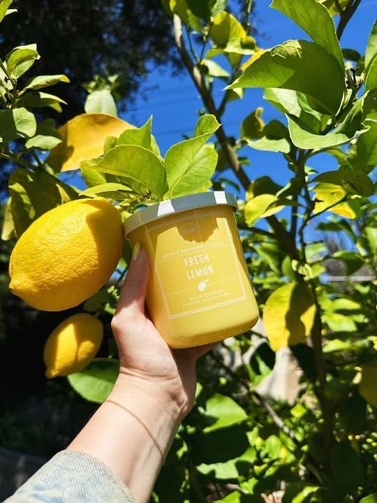 DW Home Fresh Lemon Wooden Wick Candle – Bright Citrus Lemon Scent with Tart Citrus Peel, 12 oz Crackling Wood Wick Jar Candle, Long Burning Home Fragrance Candle