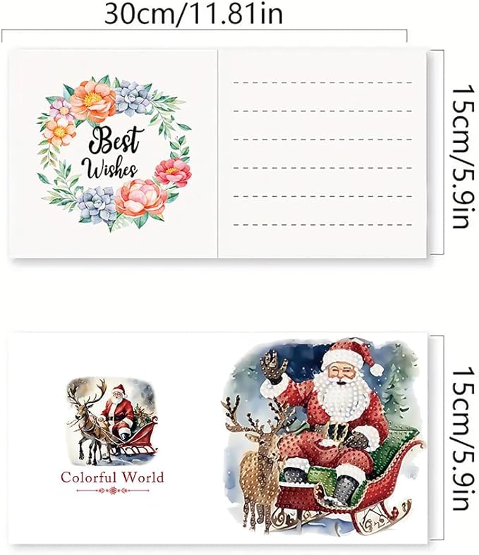6PCS DIY Art Greeting Cards Santa Claus Congratulations Cards & Gifts for Home Wall Decor and Office Display Perfect DIY Craft Gift for Adults and Kids