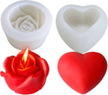 3D Rose & Heart Candle Molds, 2 Pcs Silicone Candle Molds for Candle Making,DIY Handmade Soaps, Flower Ice Cubes, Heart Chocolate, Valentine's Day Gift (Rose&Heart)