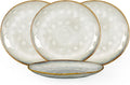 Henten Home Ceramic Dessert Plates, 8.5 Inch Salad Plate Set of 4, Porcelain Snack Serving Dishes for Cake, Kitchen, Microwave & Dishwasher Safe, Reactive Glaze (White)