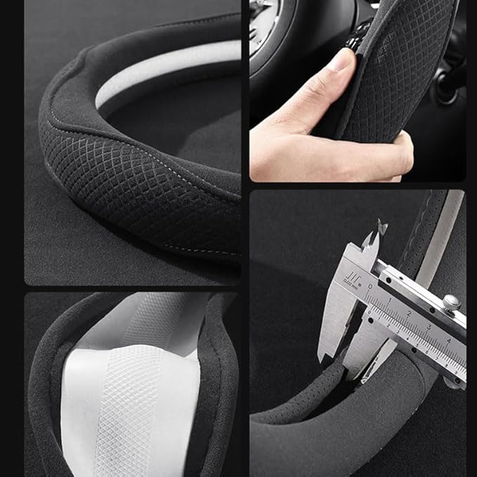 Car Steering Wheel Cover for Sonata SEL 2024, Leather Elastic Steering Wheel Protector Breathable Anti-Slip Steering Wheel Covers, Gray-D