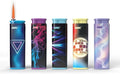 MK Wind Proof Jet Flame Lighters, 5PCS Striking Design, Ideal as Lighters for Candle, Camping, Outdoor use, Butane Refillable Lighter (EDMGenre-5PC)