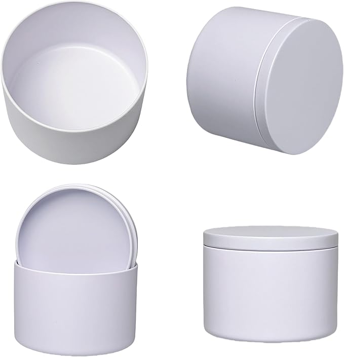 12 PCS Candle Tins 8 OZ Premium Matte Full Golden Candle Jars with Lids Bulk Empty Candle Container（White)