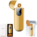 Gold Smart Electronic Lighter - Mini USB Rechargeable, Windproof, Touch Ignition, Plasma, with Power Indicator - Perfect for Boyfriends or Father Gifts
