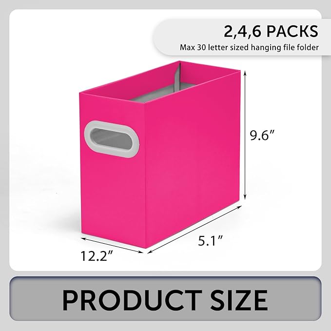 Hanging File Organizer, Cardboard File Folder Organizer for Letter Size, Desk Documents Storage Box, Portable File Folder Holder Boxes for Office, Home, School, Only Box.(2 Packs)