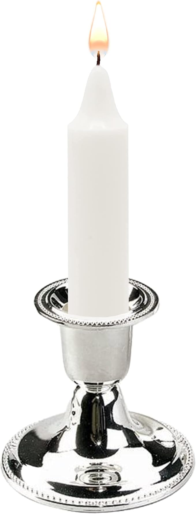 The Dreidel Company Silver Candle Holders, Shabbat Candle Sticks, Ornate Silver Plated Design (2.5 Inches)