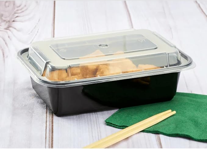 Karat Meal Prep Containers [24 oz - 150 ct] Reusable & Disposable Take Out Containers with Lids - Microwave & Dishwasher Safe Bento Boxes