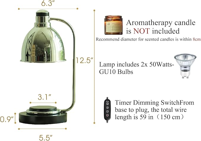 Candle Warmer Lamp with Timer Dimmable, Solid Wood Base, House Warming Gifts New Home Room Decor, Birthday Gifts for Women Mom, Bauhaus Style Wax Warmer Lamp for Jar Candles with 2 Bulbs