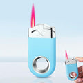 Mini Torch Lighter Cool Ring Lighter, Small Keychain Fidget Lighters Refillable Butane Torch for Candle BBQ, EDC Pocket Lighters with Adjustable Jet Flame, Unique Gifts for Men Women (Blue)