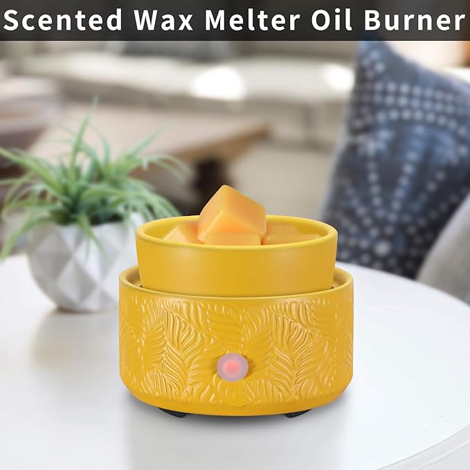 nawaza Ceramic Wax Melt Warmer, Fragrance Wax Warmer 4-in-1 Electric Candle Wax Melter and Wax Cubes for Home Office Bedroom Aromatherapy Essential Oil Burner is Birthday Gifts for Women（Yellow）