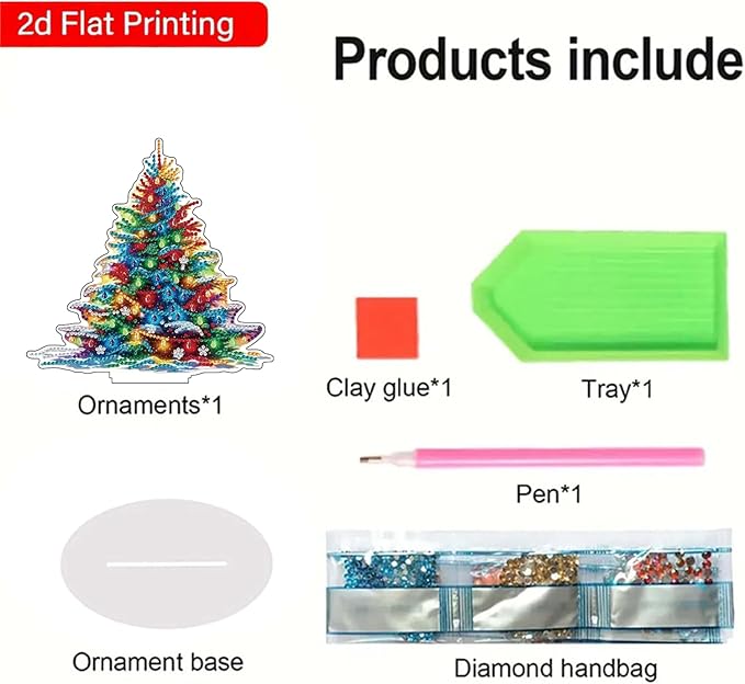 ZeeLionArt Tabletop Diamond Art Painting Kit for Adult,Christmas Tree DIY Special Shaped Rhinestone Desk Placement Ornament,Home Stand Up Gem Painting Craft Kit,Gift,Double Sided.