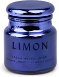 Paddywax Chroma Scented Candle with Lid in Reusable Metallic Etched Glass Jar, Clean- Burn Soy Candle with Approx. 14 Hour Burn Time, Cobalt – Limon, Fresh Meyer Lemon, 2.5 oz