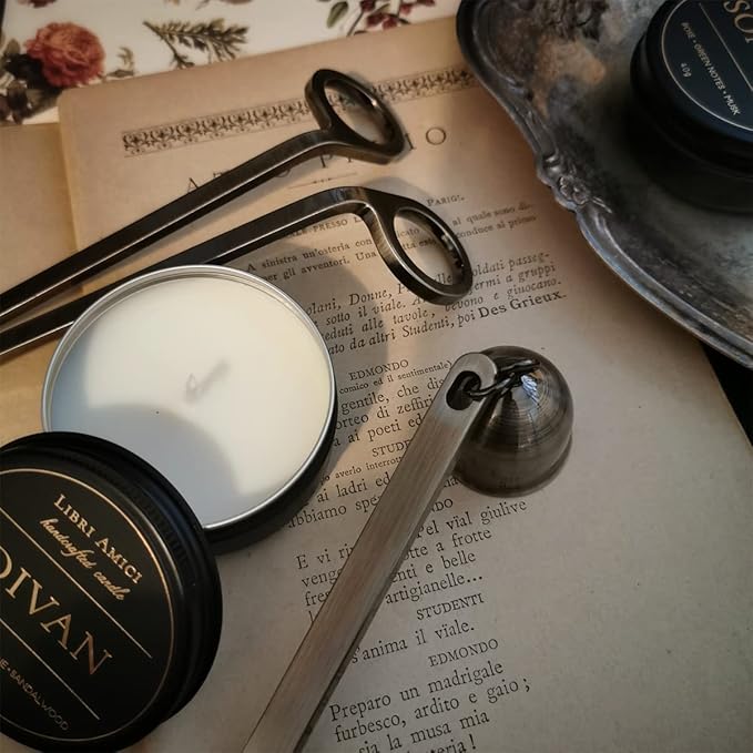 Candle Wick Trimmer, Wick Cutter with Sharp Angled Blades Candle Scissors, Brushed Brass in Elegant Fishing for Candle Care, Sturdy Antique Bronze Trimmer