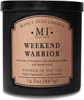 Manly Indulgence Weekend Warrior Scented Candles for Men, 2 Wick, 16.5 oz Premium Soy Blend Wax, 60H Burn, Candles for Home Scented - Made in The USA
