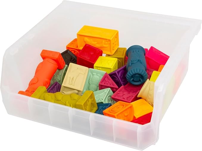 Extra Large Plastic Storage Bins, Stackable Organizer Containers for Closet Pantry Shelf Garage and Office Organization, Clear, 4 Pack