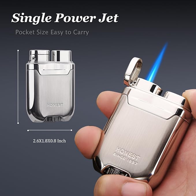 HONEST Torch Lighter Butane Windproof Lighter Mens Gifts Lighter for Candle Camping Family Use (Carbon)
