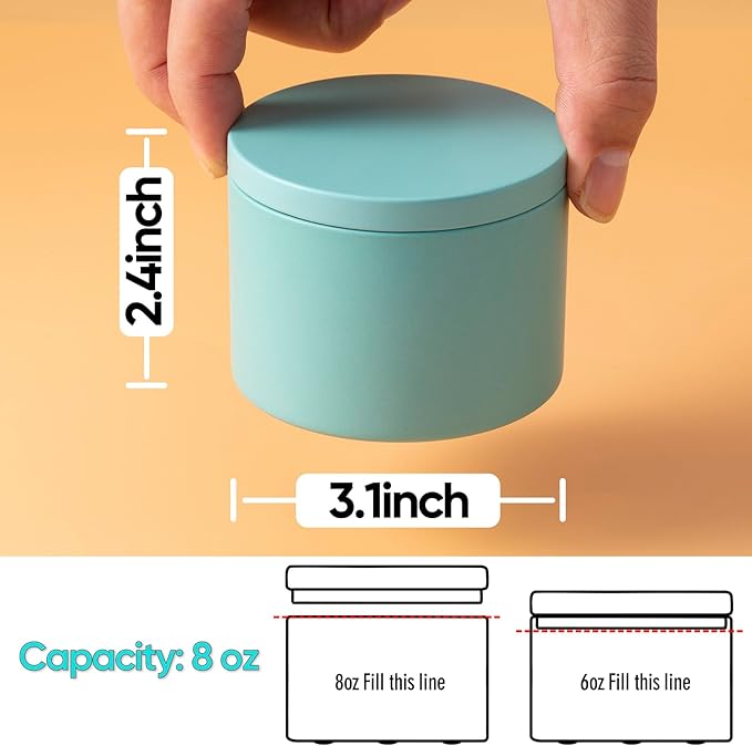 MeiGlow Empty Candle Tins for Making Candles, 24 Pack(12 Colors) 8 oz with Lids, Cotton Wicks, Wick Stickers, Holders, Labels, Pink Ribbon and Transparent Bags (8 oz)
