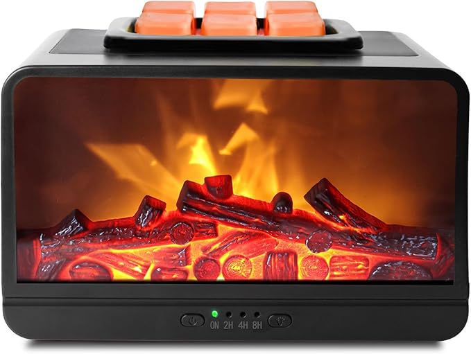 Wax Melt Warmer for Scented Wax - 3D Dynamic Flame Fireplace Electric Wax Warmer, Wax Melter with 4 Timer, PTC Heating Wax Warmer for Home Decor Women Mom Gift