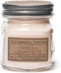 ECO CANDLE CO. Mason Jar Candle, Vanilla Grapefruit, 8 oz. - Scents of Vanilla & Pink Grapefruit - 100% Soy Wax, No Lead, Kraft Label & Antiqued Pewter Lid, Hand Poured, Midwest Grown Soybeans