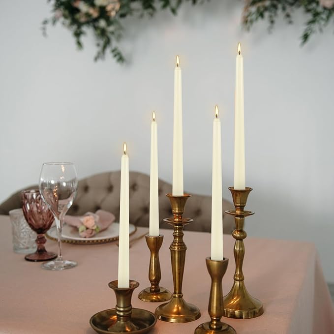 Ivory Taper Candle,12PACK Unscented 10 Inch Taper Candles-Dripless and Smokeless-8 Hours Long Burning Dinner Candle, Ideal for Halloween Taper Candles, Weddings, Dinner,Parties