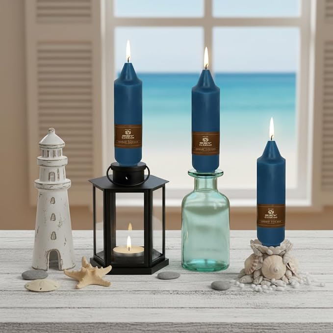 Navy Short Taper Candle 5 Inch Candlesticks Unscented Dripless Tapered Candle Set for Home Decor Wedding Party Dinner Candles, 4 Pack