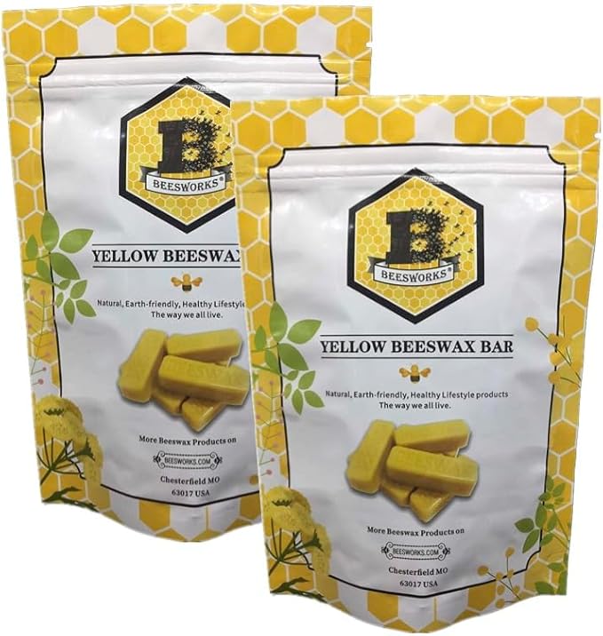 BEESWORKS Yellow Beeswax Bars (12 oz) | 100% Pure, Cosmetic Grade, Triple-Filtered Beeswax for DIY Skin Care, Lip Balm, Lotion and Candle Making (1 oz Bars - 2 Packages of 6)