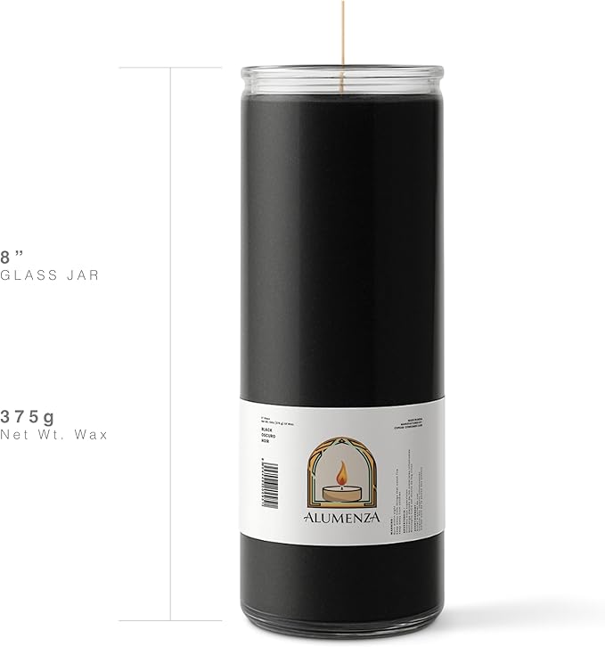 3 Pack Black 7 Day Candles in Glass Jar – Paraffin Wax, Clean Burning Unscented | Large & Tall Devotional Prayer Pillar Candles for Home, Memorial, Spells, Long Lasting