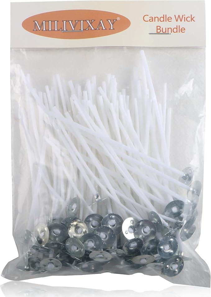 MILIVIXAY 100 Piece 3.5 inch Candle Wicks-Pre-Waxed-Candle Wicks for Candle Making.