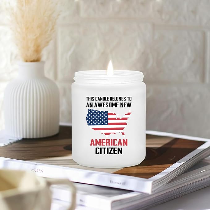 New American Citizenship Gifts - Congratulations New American Citizen Present - Cool US Flag Candle Gifts for 2025 US Citizenship, Women, Men, Friends, Family