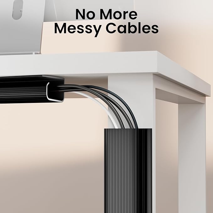 EVEO Under Desk Cable Management Kit (6 Units)-Cable Management Cord Cover, Organizer Tray-96''JChannel 6X16 -Grey