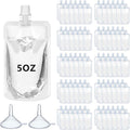 100 Pcs Plastic Pouches Bulk Clear Juice Bags Squeeze Pouches Plastic Leak Proof Bags with Funnel for Party Favors (5 oz)