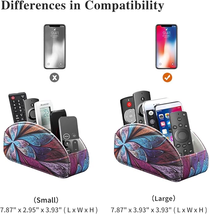 YAPISHI Remote Control Holder, 5 Compartments TV Remote Holder Caddy for Table, Nightstand Organizer for Remotes/Media Controllers/Office Supply, Bedside Decorations for Living Room， PU Leather