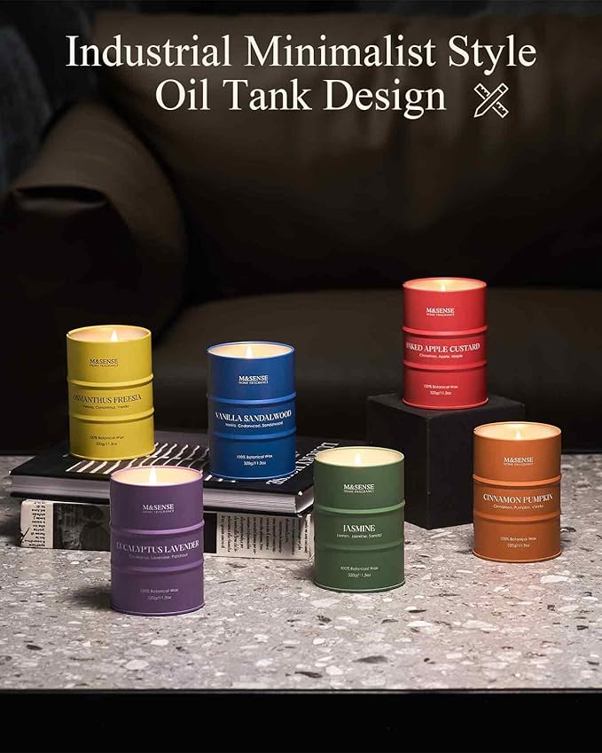 M&SENSE Baked Apple Scented Candles Christmas Decor,Natural Non Toxic,Christmas Candle for Stress Relief Meditation Relaxing, Housewarming Gifts for Women Men, 11.3oz 70 Hour Long Burning