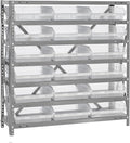 Quantum Storage Systems 1239-109CL Clear-View Sloped Shelving Unit with 4" Shelf Bins, 18 QSB109 Shelf Units, 12" D x 36" W x 39" H