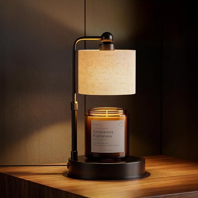 Modern Candle Warmer Lamp with Timer, Modern Farmhouse Candle Warmer, Height Adjustable & Dimmable Electric Candle Warmer Lamp, Includes 2 Bulbs, Birthday Gift for Women, Mom, Housewarming