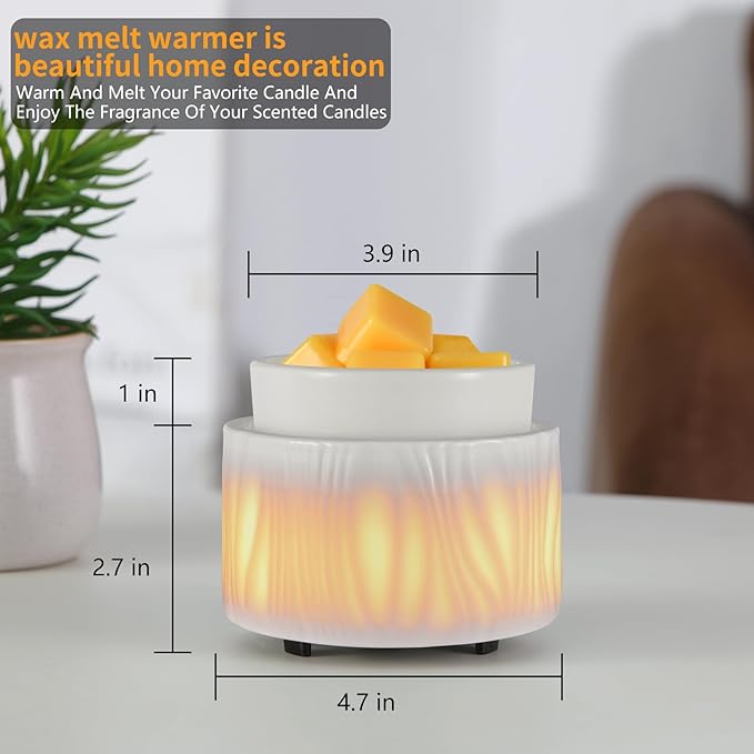 Ceramic Wax Melt Warmer for Scented Wax Warmer with 7 Colors LED Ambiance Light 3-in-1 Electric Fragrance Candle Burner for Home Office Deco Birthday Gifts for Women Girl Mom Daughter 1 pcs