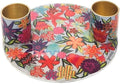 Yair Emanuel Flat Plate Candle Holders for Shabbat 4 Inch Vibrant Pattern Design Modern Judaica Gift (CSE-2 Flowers)