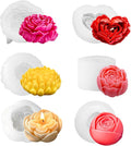 6 PCS Flower Candle Resin Molds Silicone Flower Mold,3D Heart Rose Silicone Mold for Candle Soap Chocolate Making Valentine Mother Day Silicone Mold Rosas Silicona para Velas