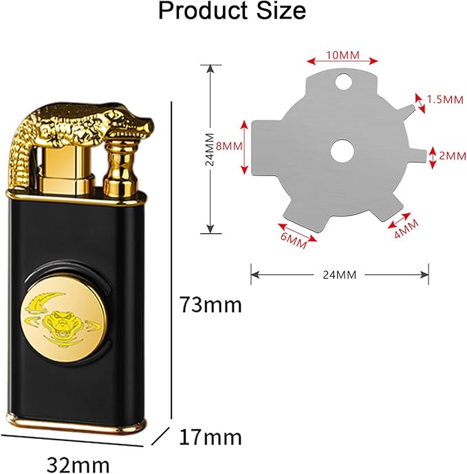 Torch Lighter, Magic Dual Flame Dragon Lighters with Adjusting Flame Tool, Creative Windproof Cool Design, Refillable Butane Lighter Gifts for Men Friend Outdoor Indoor(Without Butane)-Gold Dragon