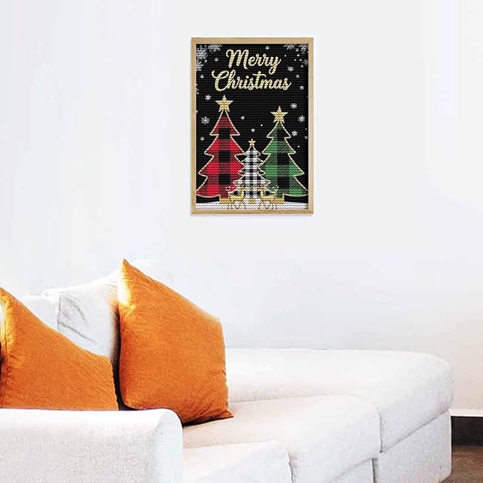 AIVKIEJK Diamond Painting Kits for Adults - Merry Christmas Tree Holiday Painting DIY 5D Full Drill Diamond Dots Paintings with Diamonds Gem Art and Crafts Home Decor 8"x12"