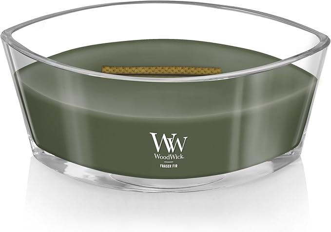 WoodWick Fraser Fir Holiday Candle Gifts for Women and Men, 16 oz Ellipse Candle with Crackling Wick